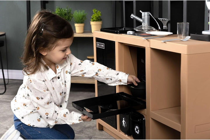 Smoby - Spielküche Loft - Kinderküche ab 3 Jahre im Industrial-Look (74x29,2x95,7 cm) - Küchenspielz