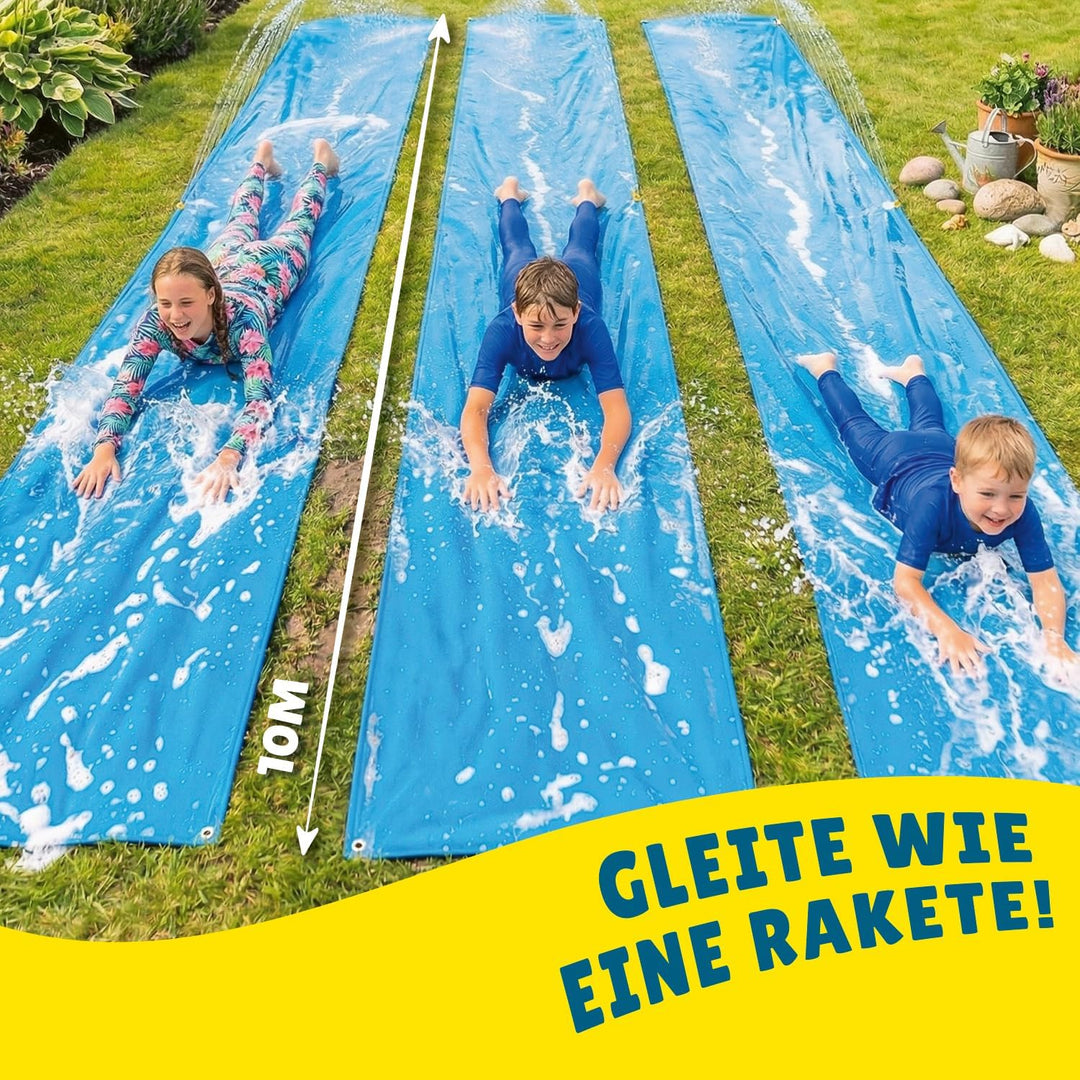 Offizielle dreifache riesige Wasserrutschmatte XXXXXL | 30 Meter Wasserrutsche | Premium Qualität |
