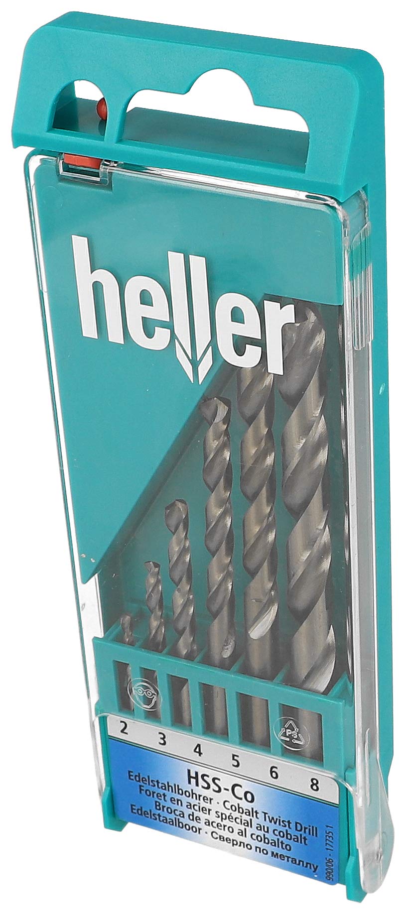 Heller Tools 990 HSS-Co Edelstahlbohrer, Gold-Metallic, 6-TLG. Ø 2-8 mm, bohrer metall, bohrer für e