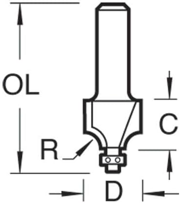 Trend Professioneller Miniatur-Rundfräser-Bit, 2,4 mm, 1/4-Zoll-Schaft, 9,5 mm Schnittdurchmesser un