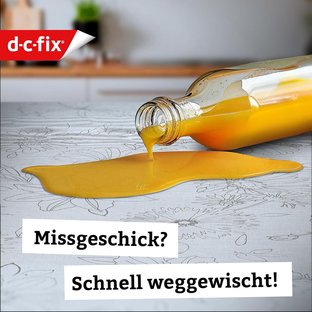 d-c-fix Wachstuchtischdecke – Palmas grau (150 x 250 cm oval) – Tischunterlage für Küchen- und Essti