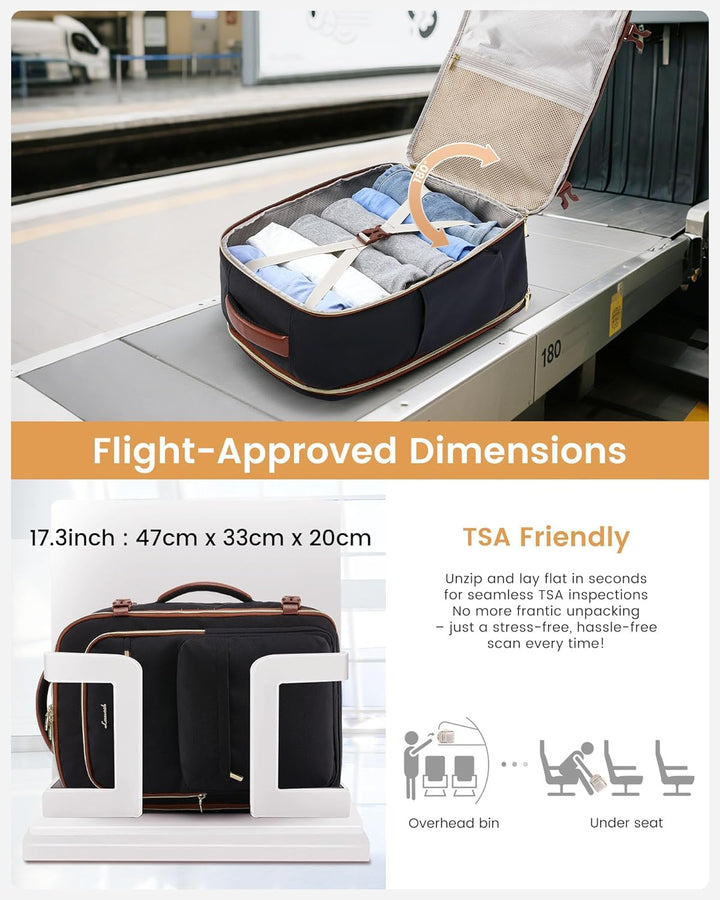 LOVEVOOK Handgepäck Rucksack Flugzeug, 40L Gross Reiserucksack Damen Herren Travel Backpack für 17,3