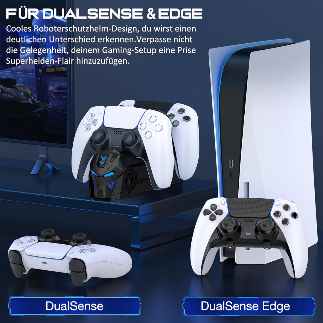 PS5 Controller Ladestation Zubehör, PS5 Ladestation Controller mit Cooles Aussehen Helm/2-3 Std Schn