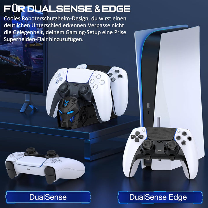 PS5 Controller Ladestation Zubehör, PS5 Ladestation Controller mit Cooles Aussehen Helm/2-3 Std Schn