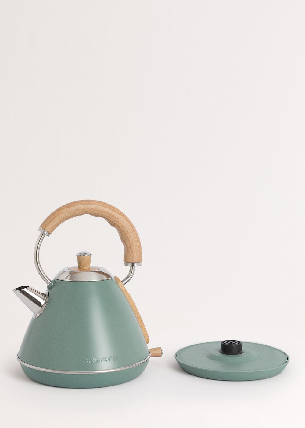 CREATE/KETTLE RETRO M/Elektrischer Wasserkocher Salbeigrün/Schnelles Aufkochen, Fassungsvermögen 1L,