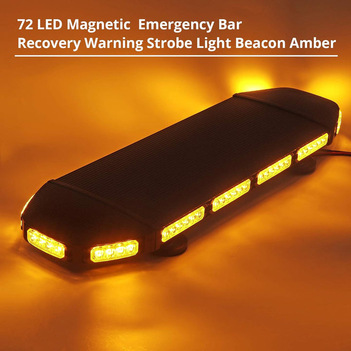 Justech 72LEDs Recovery Strobe Warnlicht 216W 21 Blitzmodi Auto Notblitzleuchte IP65 Bernstein Warnl