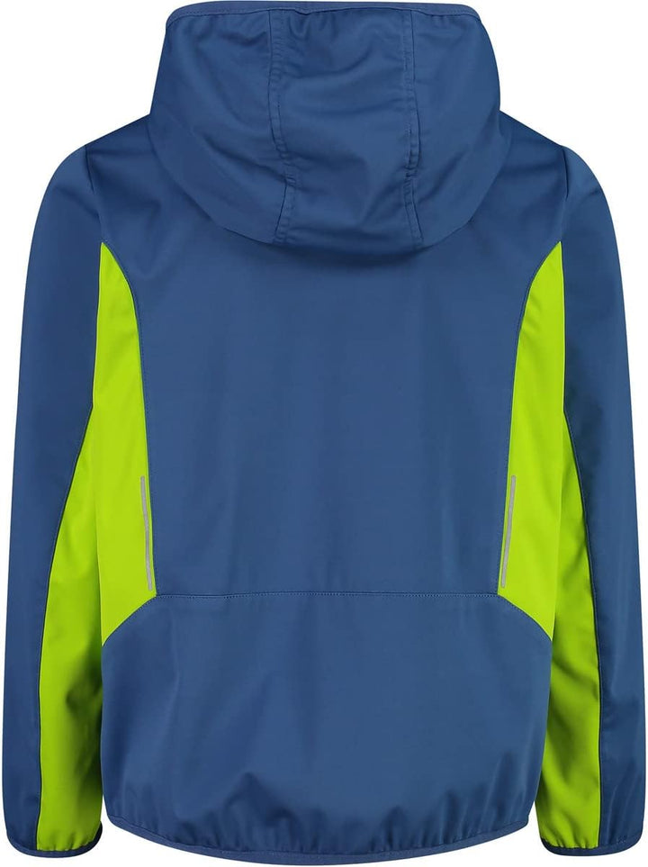 CMP Jungen Softshelljacke mit Fixed Hood Softshelljacke Kokon-Mantel, EU 116 Dusty Blue-limegreen