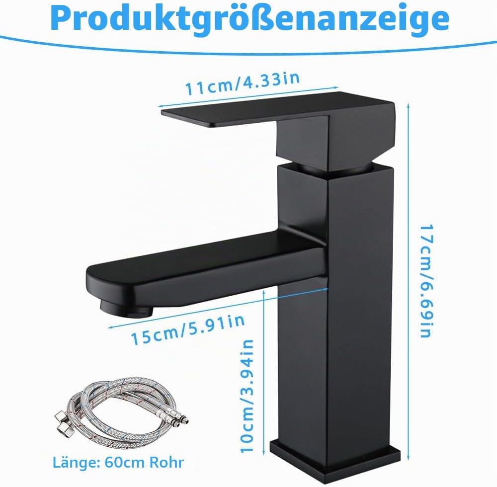 Mineup Wasserhahn Bad Schwarz, Waschtischarmatur, Waschbeckenarmatur, Mischbatterie Waschbecken, Bad