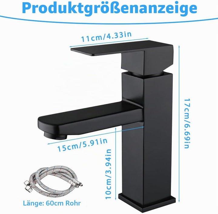 Mineup Wasserhahn Bad Schwarz, Waschtischarmatur, Waschbeckenarmatur, Mischbatterie Waschbecken, Bad