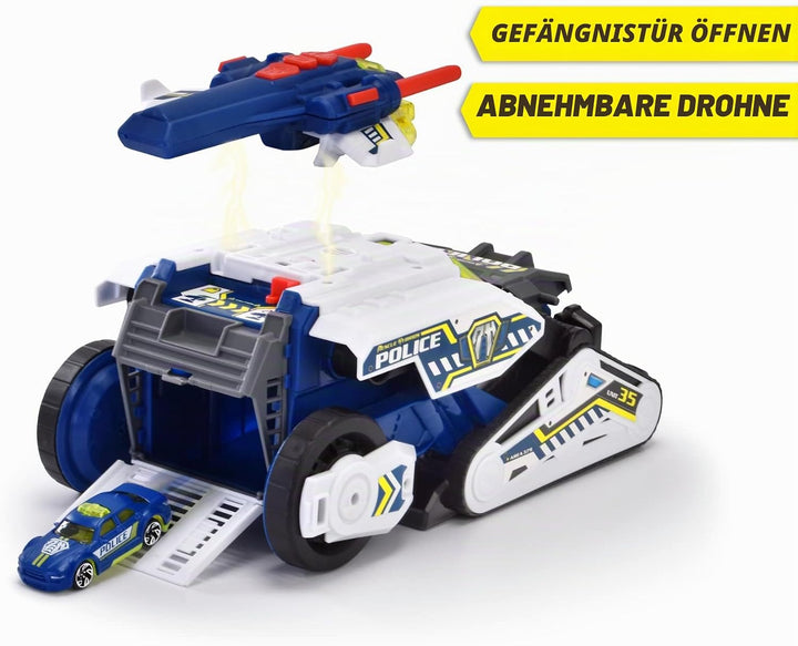 Dickie Toys Rescue Hybrids Polizei-Fahrzeug Police Bot (35 cm) - futuristisches Polizeiauto (gross)
