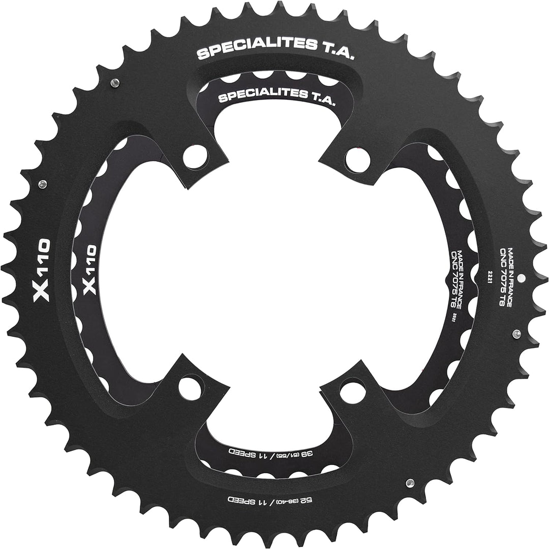 Spécialités TA X110 4 Arm 110pcd 11 x Kettenblatt Outer 49T Schwarz, Outer 49T Schwarz