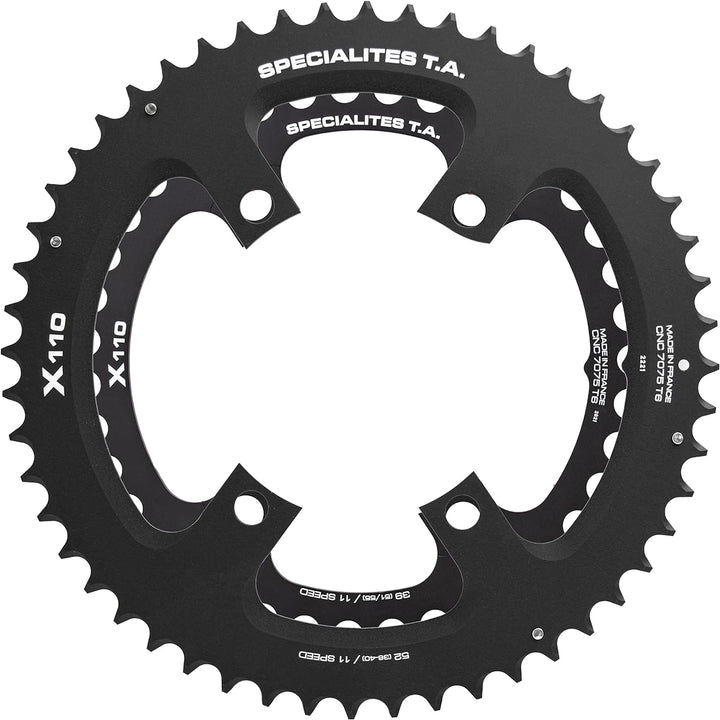 Spécialités TA X110 4 Arm 110pcd 11 x Kettenblatt Outer 49T Schwarz, Outer 49T Schwarz