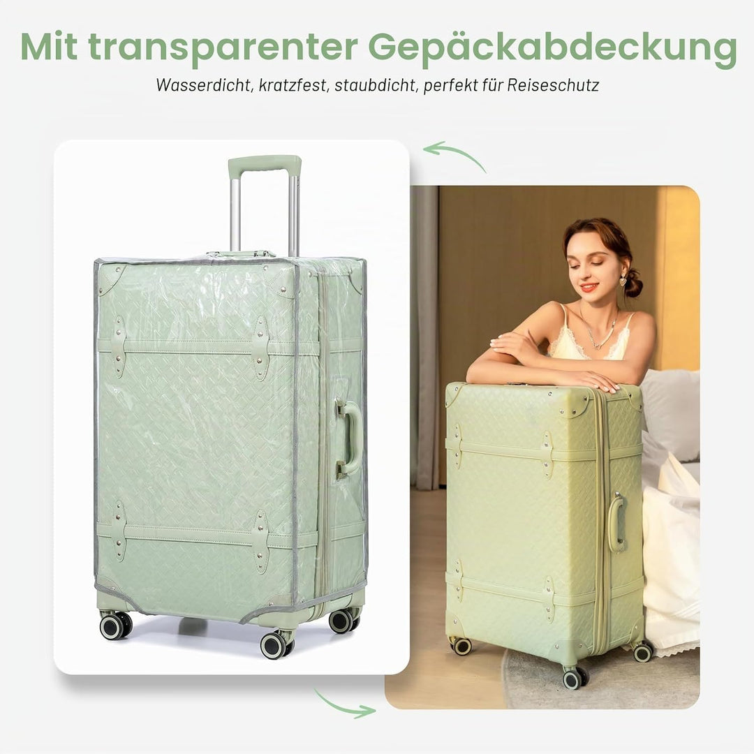 Urecity Vintage Reisekoffer Set 2 Teilig Leicht Retro Lederkoffer Hartschale Trolley Handgepäck Sets