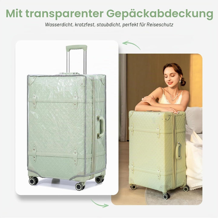Urecity Vintage Reisekoffer Set 2 Teilig Leicht Retro Lederkoffer Hartschale Trolley Handgepäck Sets