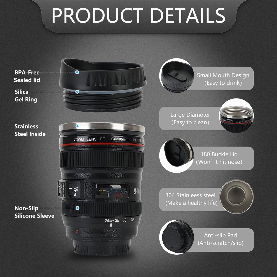 Objektiv Tasse Kamera Kaffeebecher, Kameraobjektiv-KaffeetasseGeschenk für Fotografie-Enthusiasten -