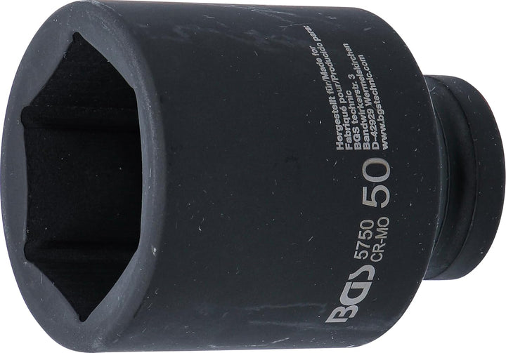 BGS 5750 | Kraft-Steckschlüssel-Einsatz Sechskant, tief | 20 mm (3/4") | SW 50 mm Schlüsselweite: 50