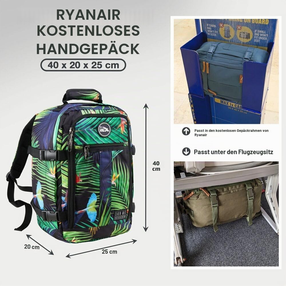 Cabin Max Handgepäck Rucksack 40x20x25 für Ryanair Reiserucksack für Flugzeug Unter Sitzplatz - Trav
