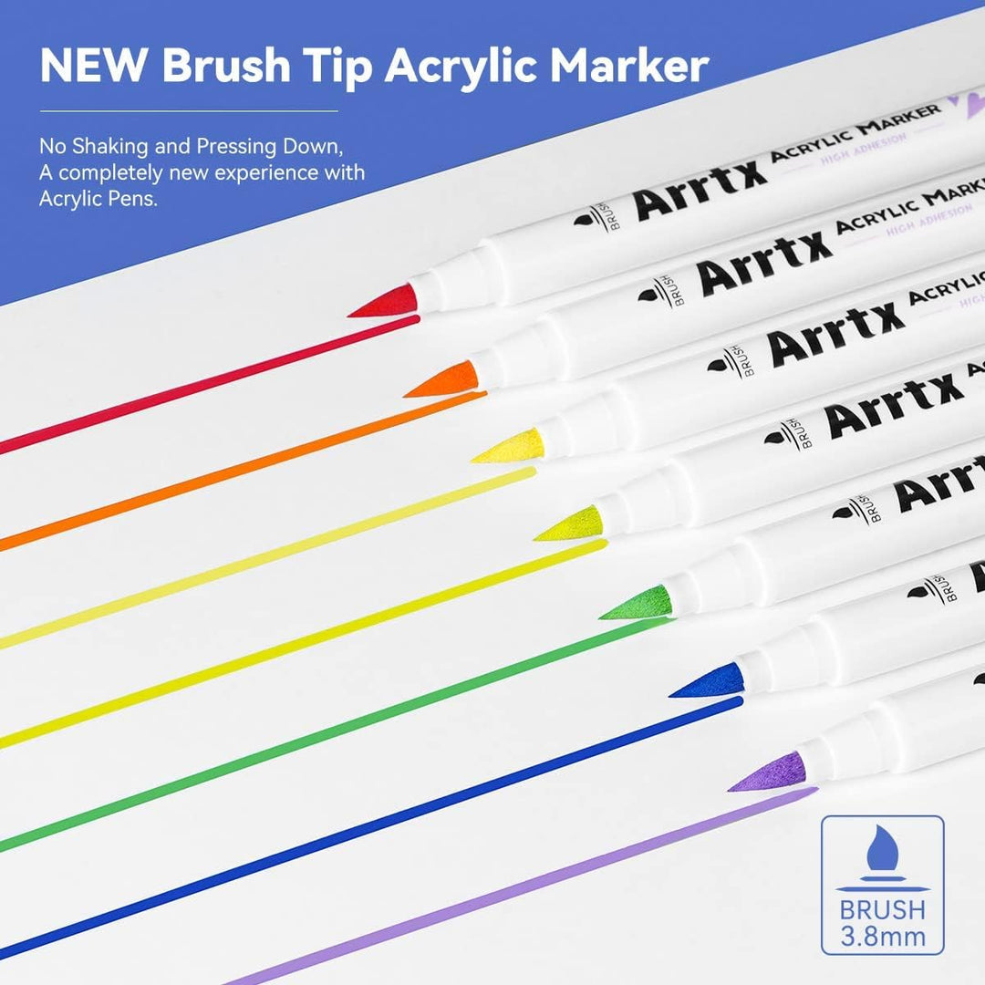 Arrtx Acrylstifte für Steine Bemalen, 30 Farben Wasserfeste Acrylstifte Marker Pinselspitze, Schnell