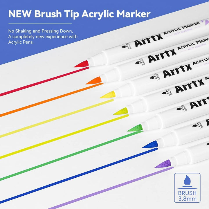 Arrtx Acrylstifte für Steine Bemalen, 30 Farben Wasserfeste Acrylstifte Marker Pinselspitze, Schnell