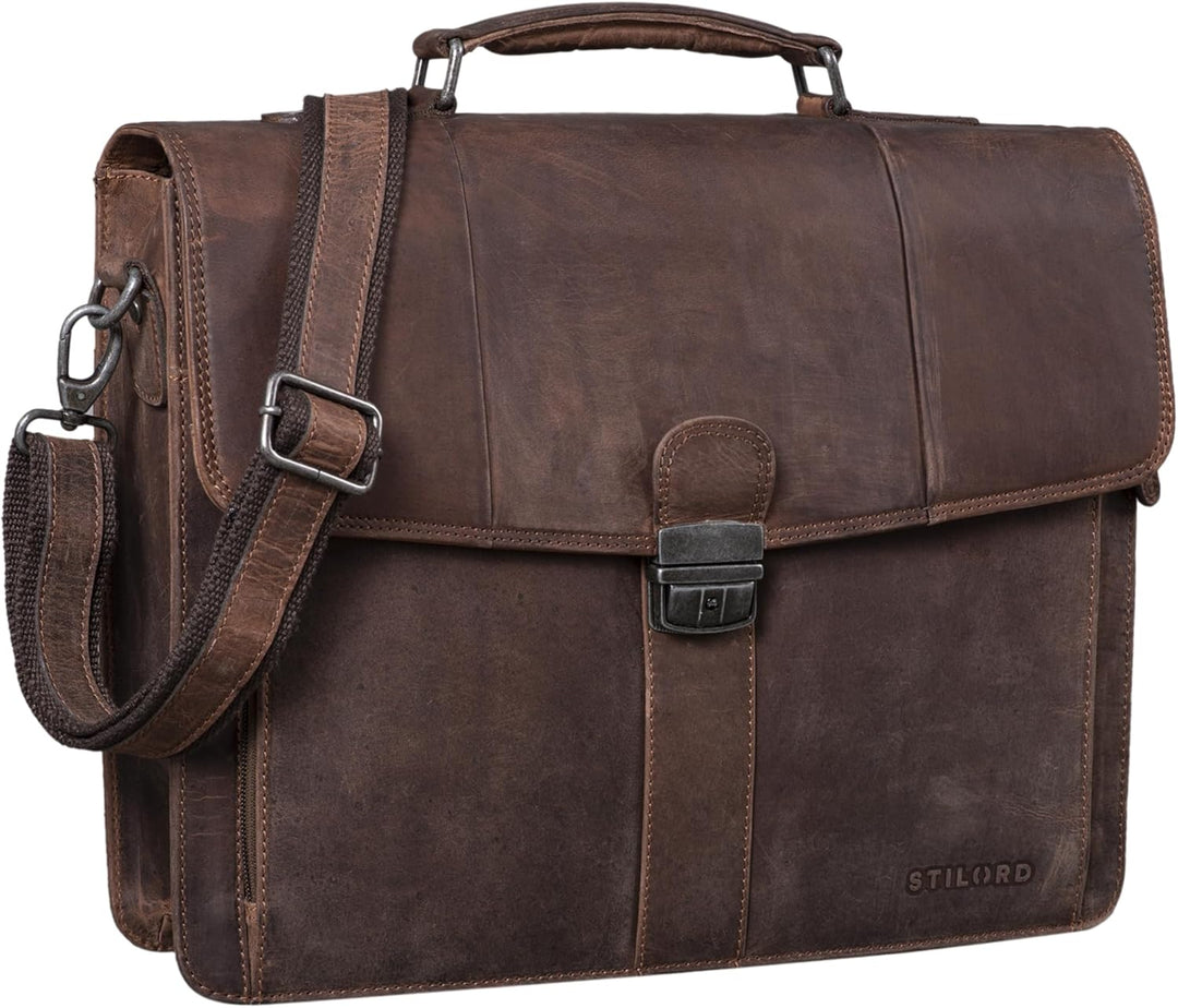 STILORD 'Havanna' Leder Businesstasche A4 Gross Klassische Aktentasche Arbeitstasche Abnehmbarer Sch