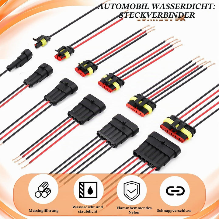 808 Stück Auto Steckverbinder, KFZ Stecker Wasserdicht, Kabel Steckverbinder Stecker, 1/2/3/4/5/6 Po