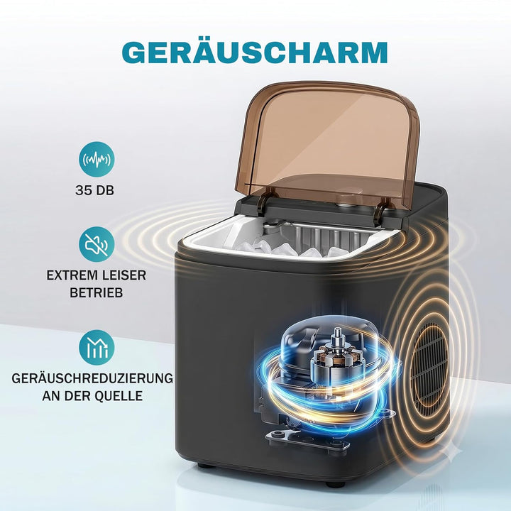 LEADZM Eiswürfelmaschine Klein,Eiswürfelbereiter, 9 Würfel in 6-10 Minuten fertig,12 kg Eis/Tag Eisw