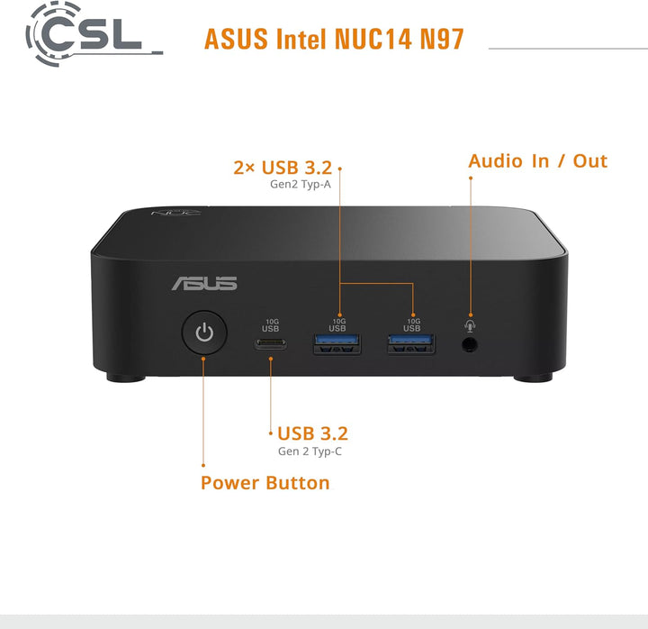 Mini PC ASUS Intel NUC14 N97 Windows 11 Home, N97 CPU 4X 3600 MHz Turbotakt, 500 GB M.2 SSD, 8 GB DD