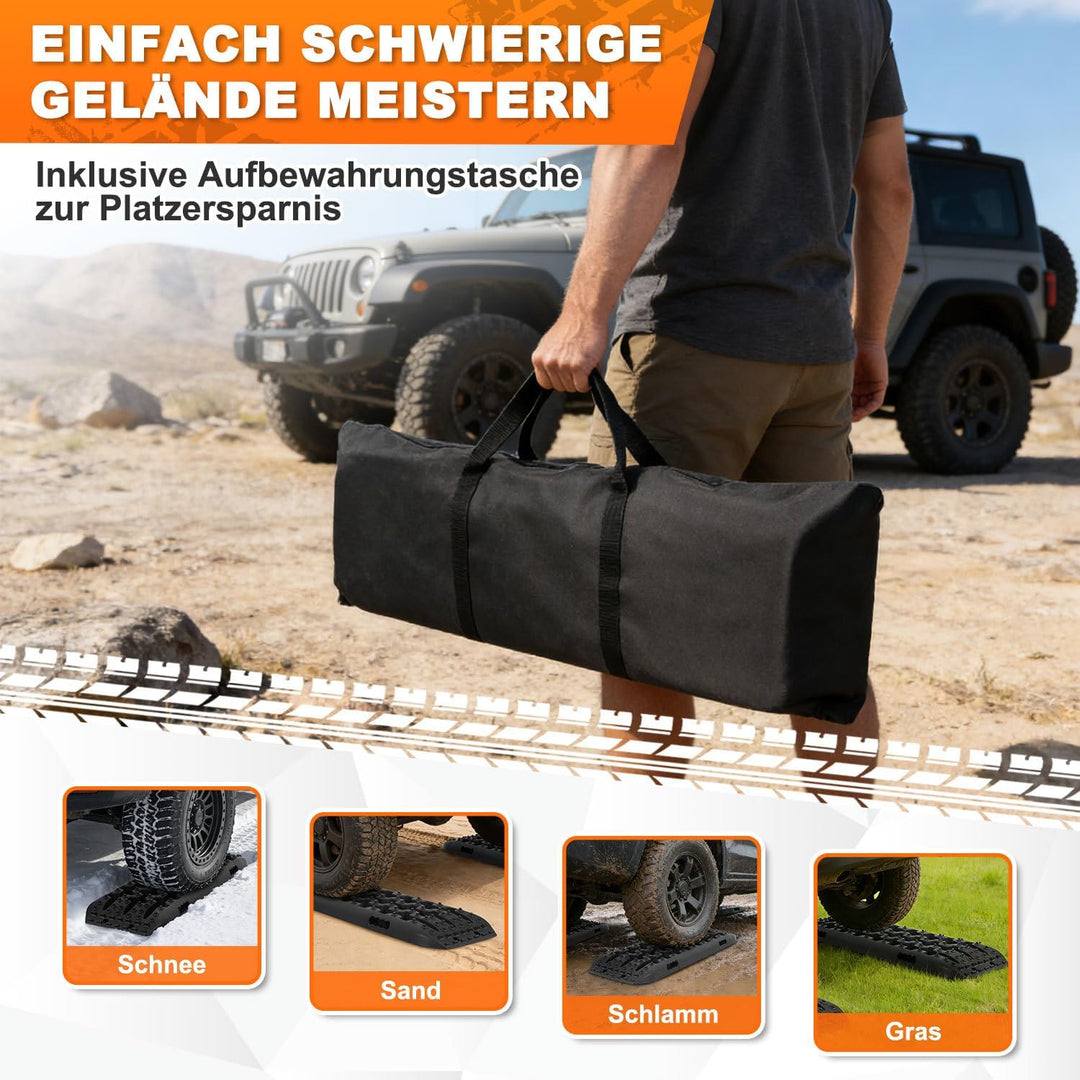 2 Stücke Sandbleche,106 * 31cm Sandbleche Wohnmobil,10T Tragkraft,Hochfestes Nylon Recovery Board mi