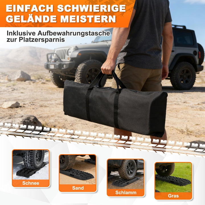 2 Stücke Sandbleche,106 * 31cm Sandbleche Wohnmobil,10T Tragkraft,Hochfestes Nylon Recovery Board mi