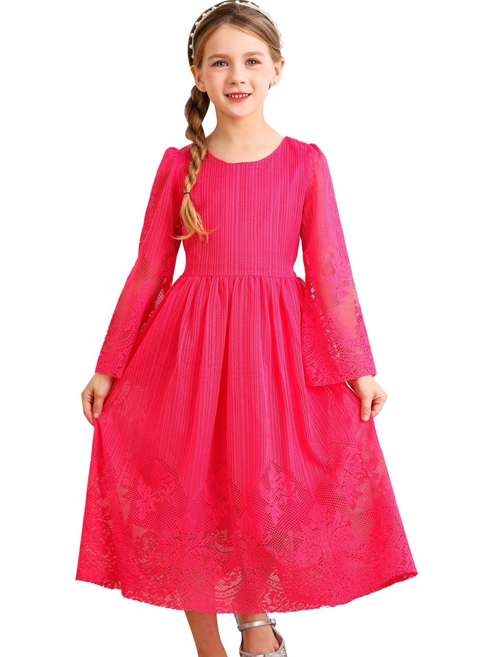 BONNY BILLY Mädchen Kleider Vintage Spitze Tüll Festlich Hochzeit Lang Abendkleid Ballkleid Partykle