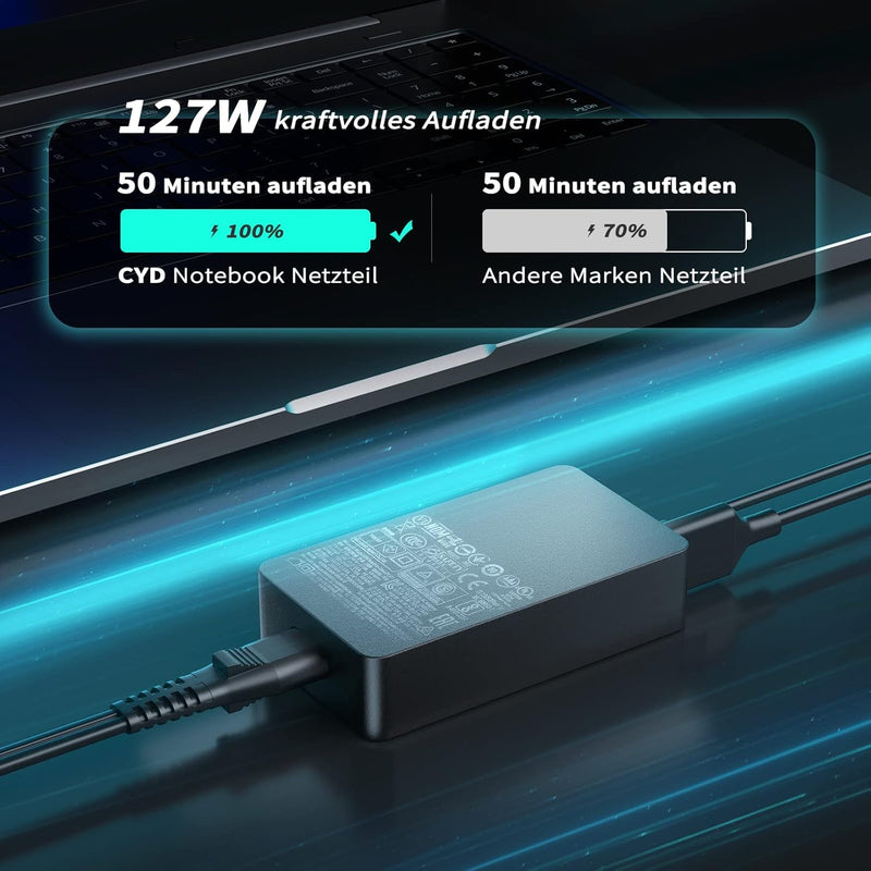 CYD 15V 127W Ladegerät-Charger-Notebook Netzteil für Surface Pro 8, Surface Go 3, Surface Laptop Stu