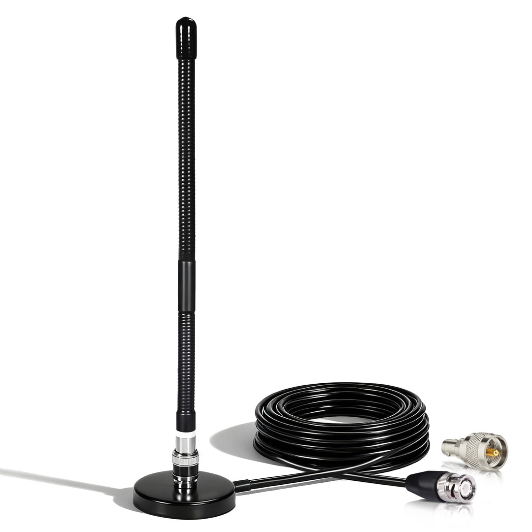 Bingfu CB Antenne 27-MHz CB-Radioantenne BNC PL259 Soft Whip Magnetfuss Antenne Kompatibel mit Cobra