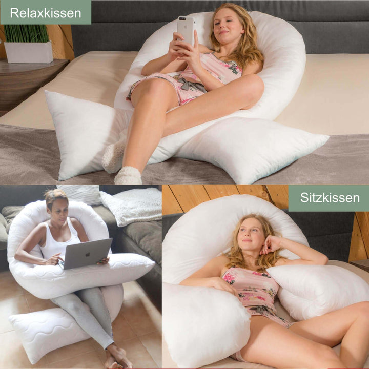 Traumreiter Seitenschläferkissen Visco Comfort M mit Bezug Braun, Hybrid Kissen + 1cm Memory Foam, U