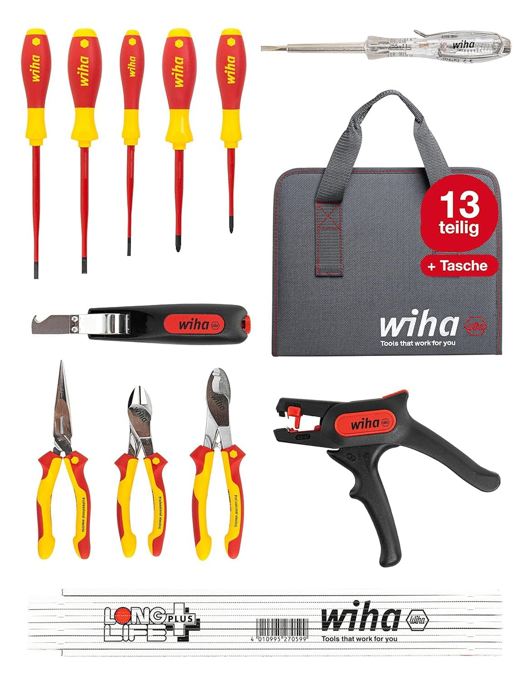 Wiha Werkzeug Set Elektriker gemischt 12-tlg. in Tasche (36389) Set Elektriker, 12-tlg.