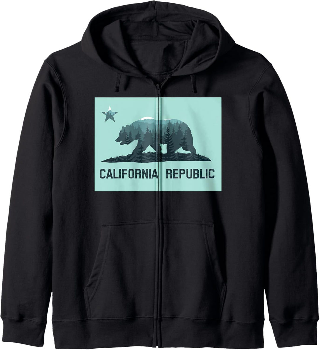 Trendy Teal Tone California Flag Kapuzenjacke