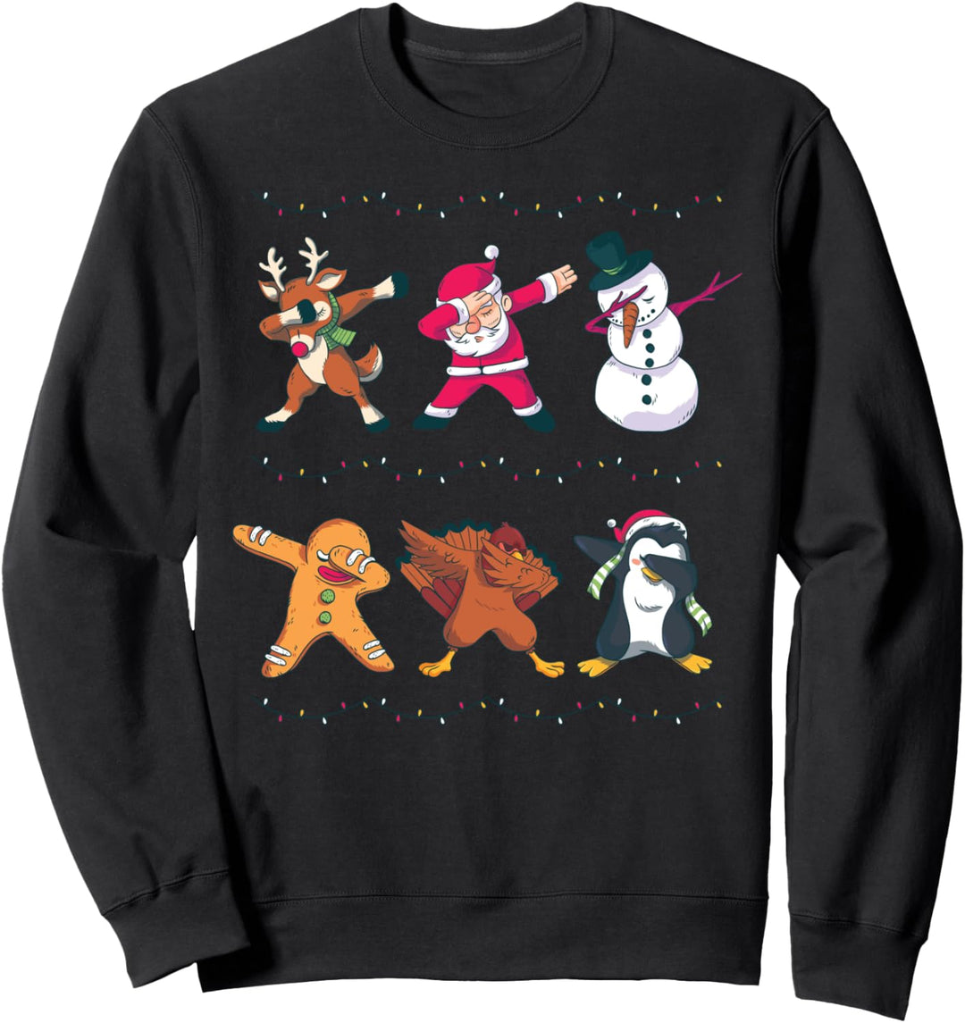 Dabbing Santa Deer Snowman Ugly Christmas Dab Kids Boys Men Sweatshirt