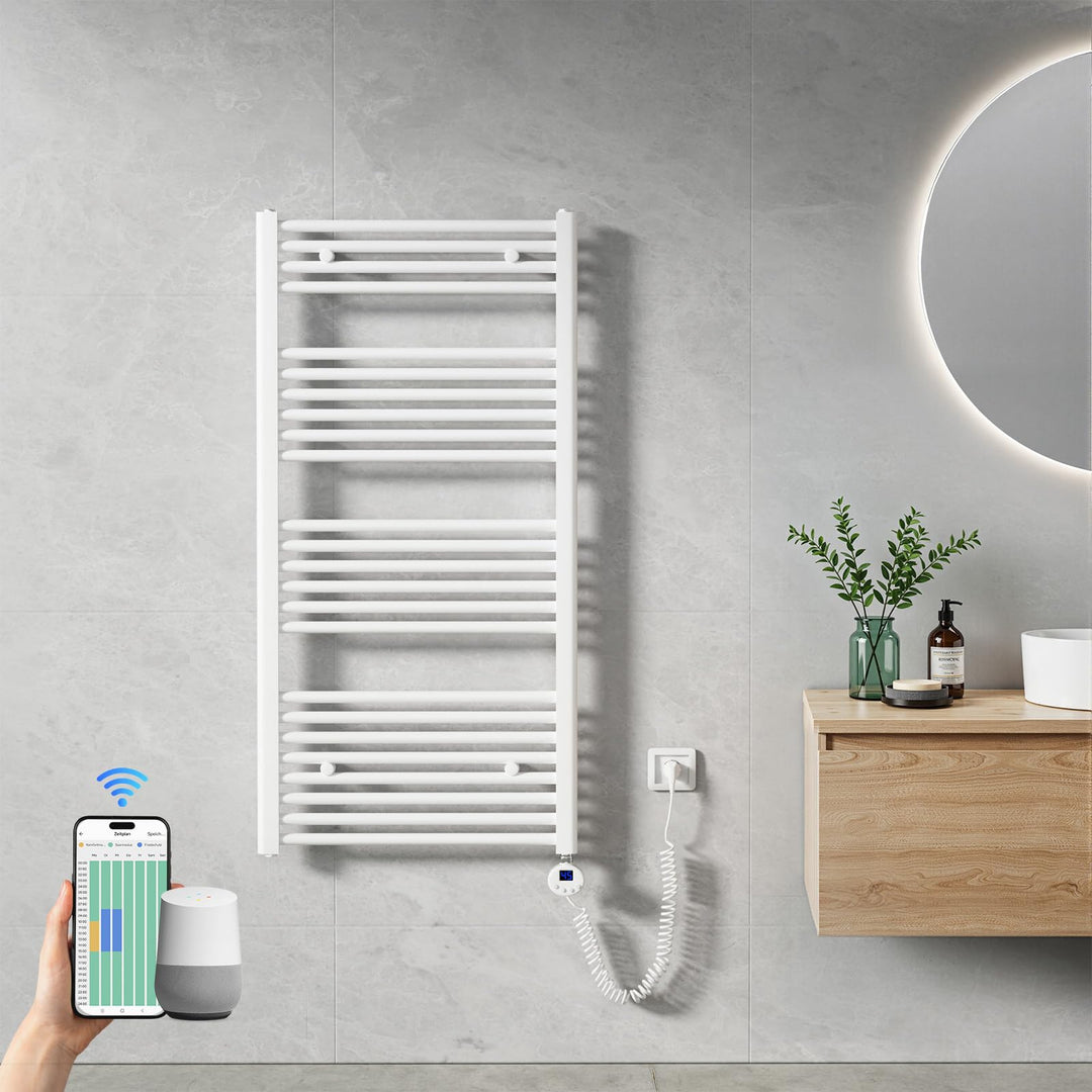 Heilmetz Handtuchheizkörper Elektrisch 1200 x 600 mm, Smart WiFi Thermostat Elektrischer Badheizkörp