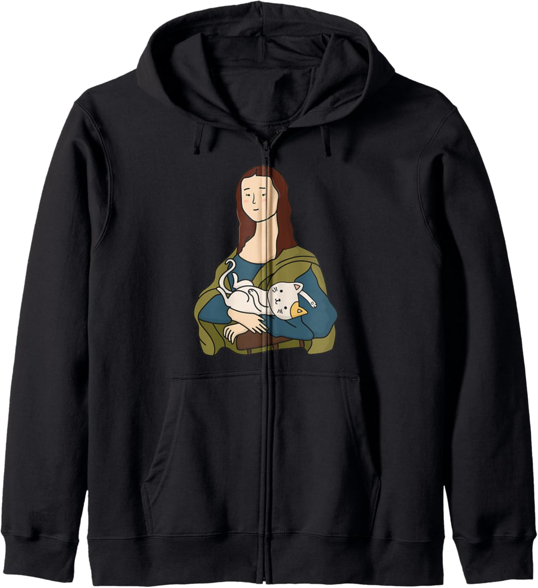 Komisch Katze Malerei Kunst Parodie Mona Lisa Kapuzenjacke