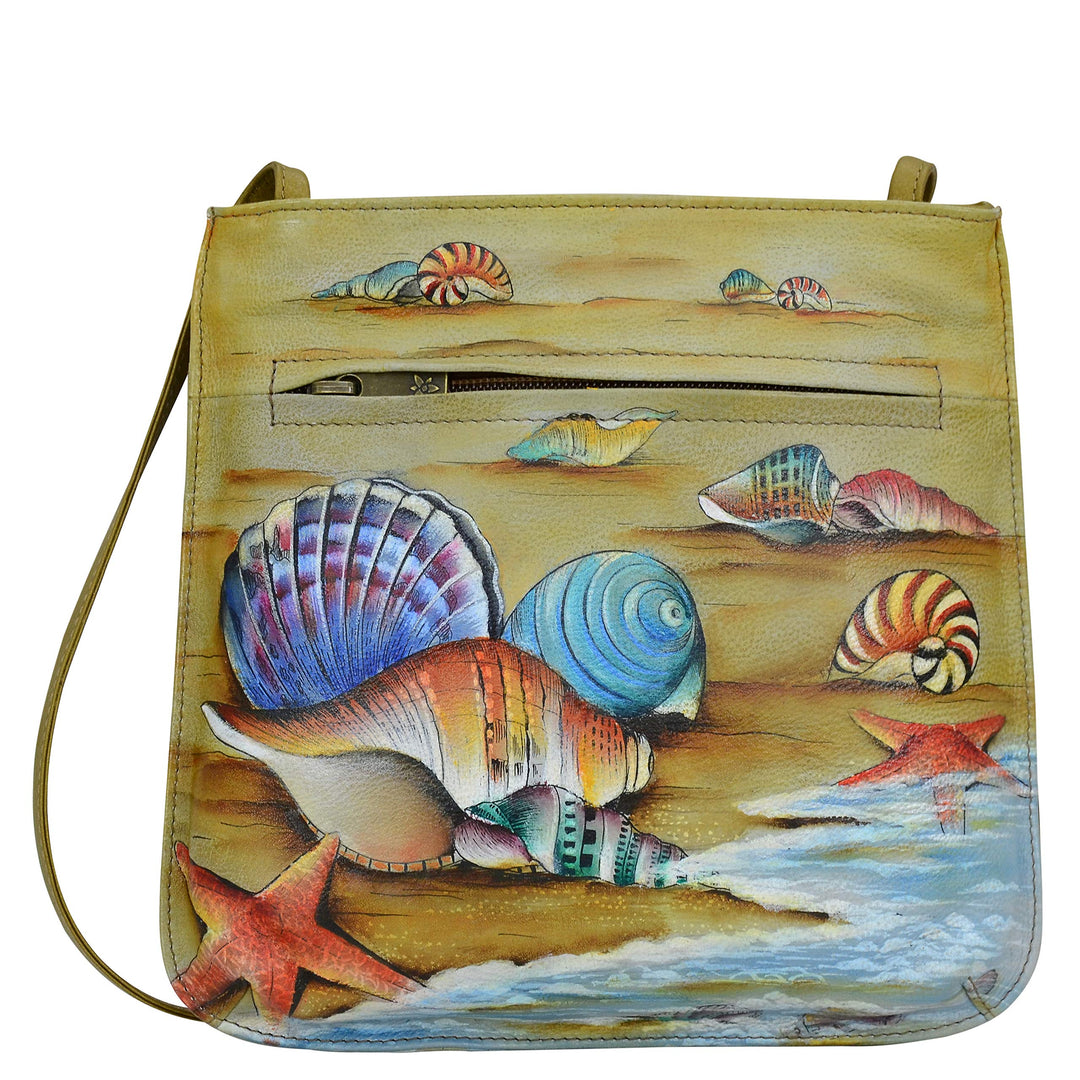 Anuschka Damen Cross Body aus Leder, handbemalt Einheitsgrösse Geschenk des Meeres, Einheitsgrösse G