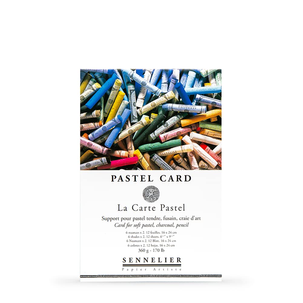 Sennelier Pastell Dry Card (feinkörniges Schleifpapier) Pad 24 x 16 cm, 12 Blatt mit 6 verschiedenen