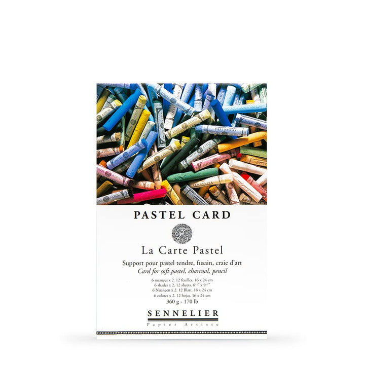 Sennelier Pastell Dry Card (feinkörniges Schleifpapier) Pad 24 x 16 cm, 12 Blatt mit 6 verschiedenen