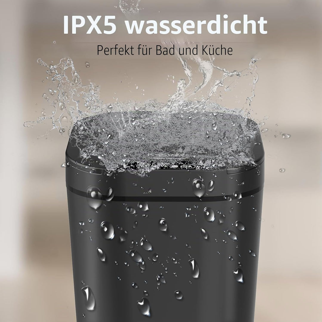 2er Set Mülleimer Bad mit Sensor, 10L Automatischer Mülleimer mit Deckel, Elektrischer Mülleimer für