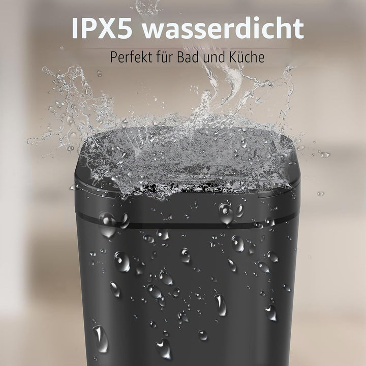 2er Set Mülleimer Bad mit Sensor, 10L Automatischer Mülleimer mit Deckel, Elektrischer Mülleimer für