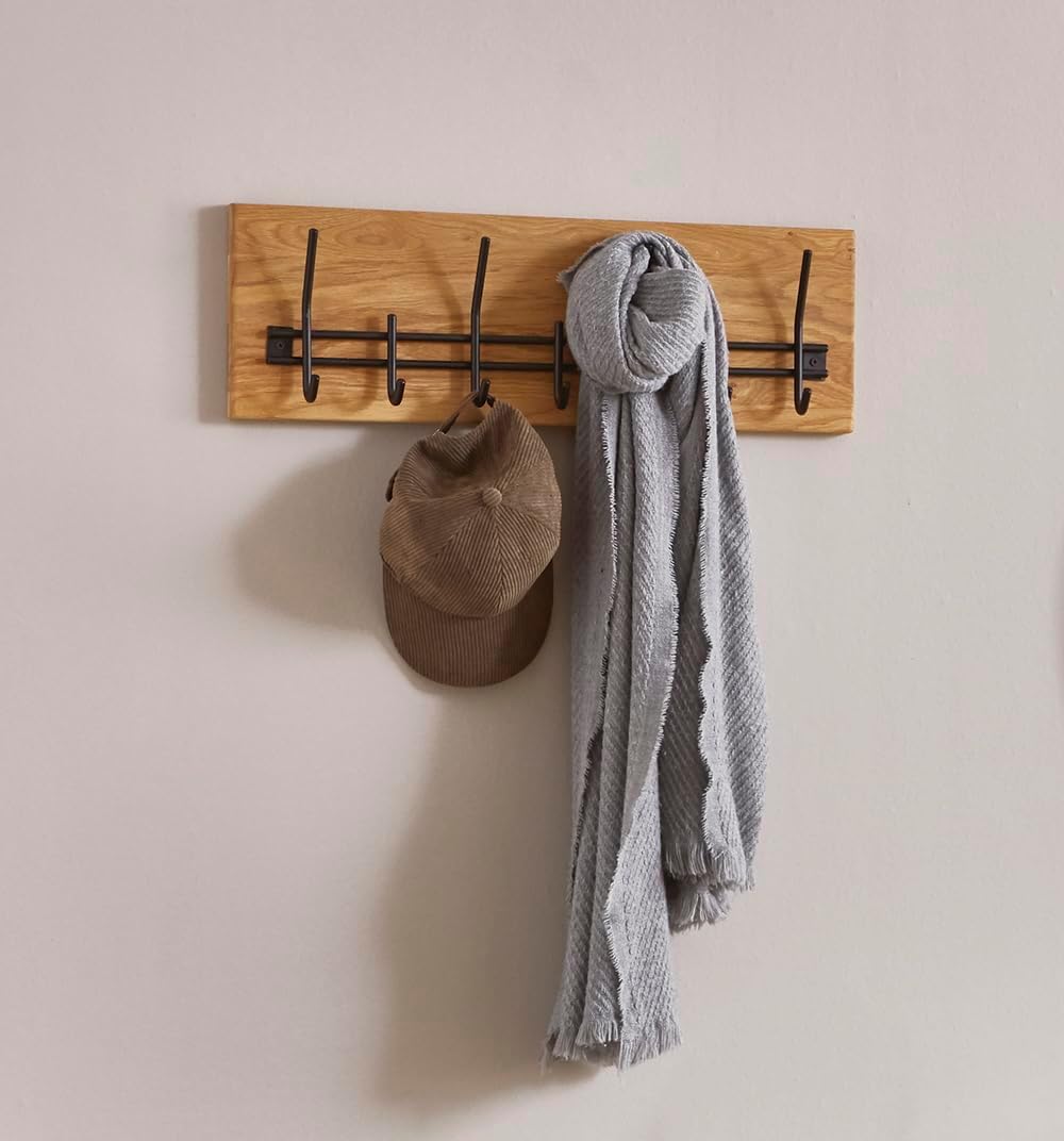 HAKU Möbel Wandgarderobe, Massivholz, eiche geölt-schwarz, B 60 x T 10 x H 20 cm Eiche Geölt-schwarz