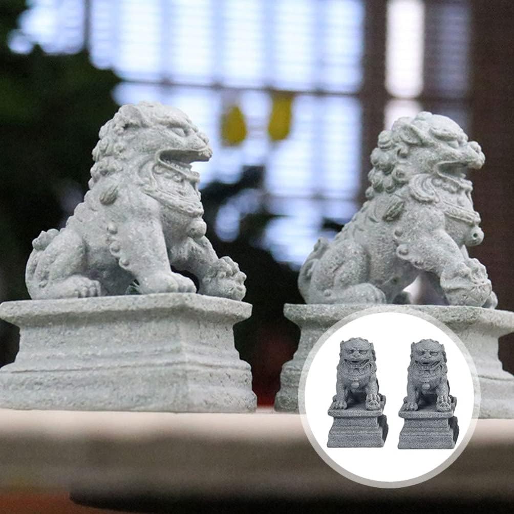 YARNOW 2st Löwenverzierung Im Chinesischen Stil Wohlstand Porsperity Statue Fengshui-löwenstatuen Fe