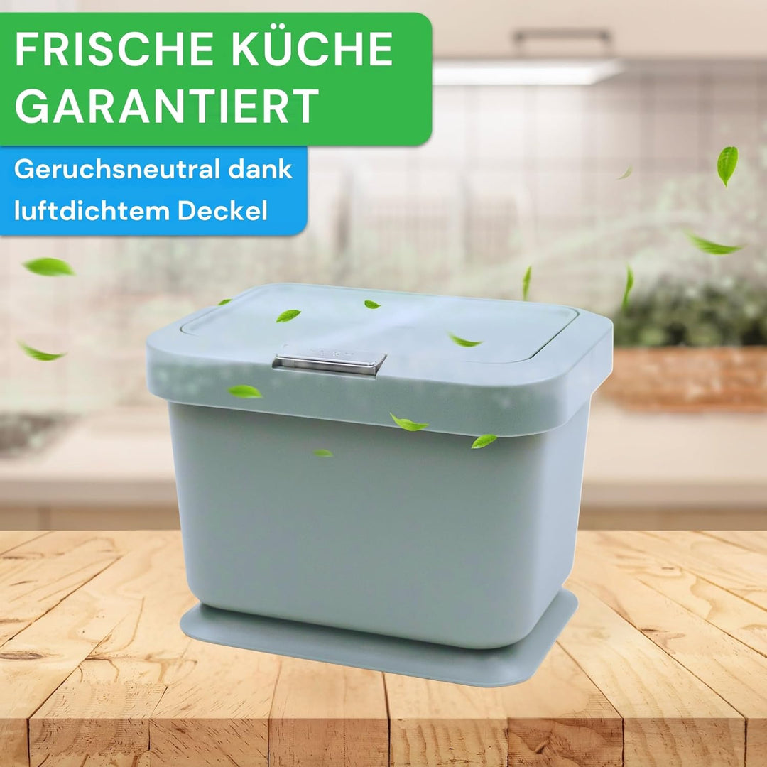 YourCasa® Biomülleimer Küche 5L - geruchsdichter Bio Mülleimer mit Deckel & Knopfdruck-Mechanismus -