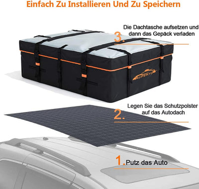 538L Faltbare Auto Dachkoffer Gepäckbox, 19 Kubikfuss Dachkoffer Aufbewahrungsbox Wasserdicht Transp