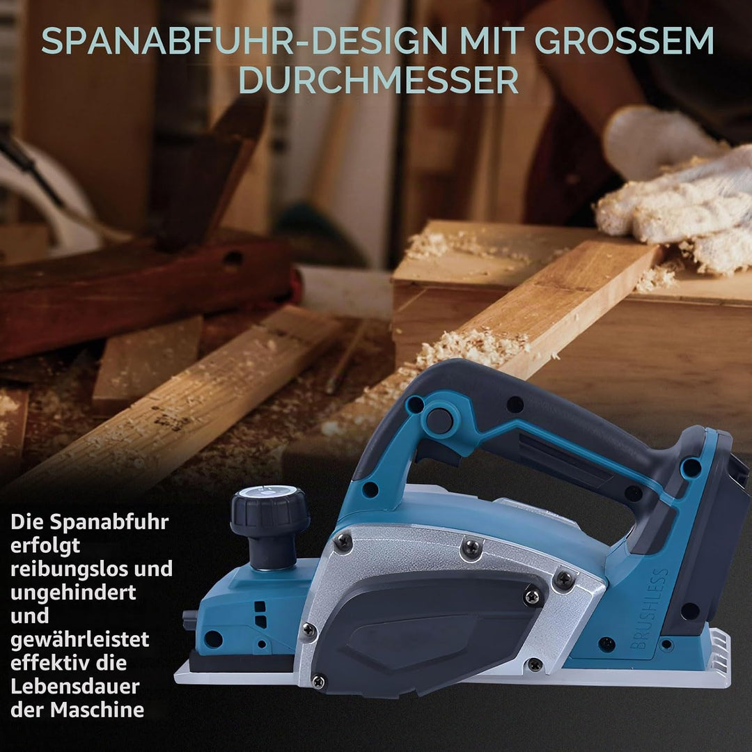 Akku-Hobel kompatibel mit Makita 18V-Akku (82mm, ohne Akku/ohne Ladegerät), 20.000 U/min, Bürstenlos