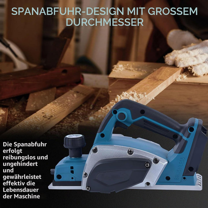 Akku-Hobel kompatibel mit Makita 18V-Akku (82mm, ohne Akku/ohne Ladegerät), 20.000 U/min, Bürstenlos