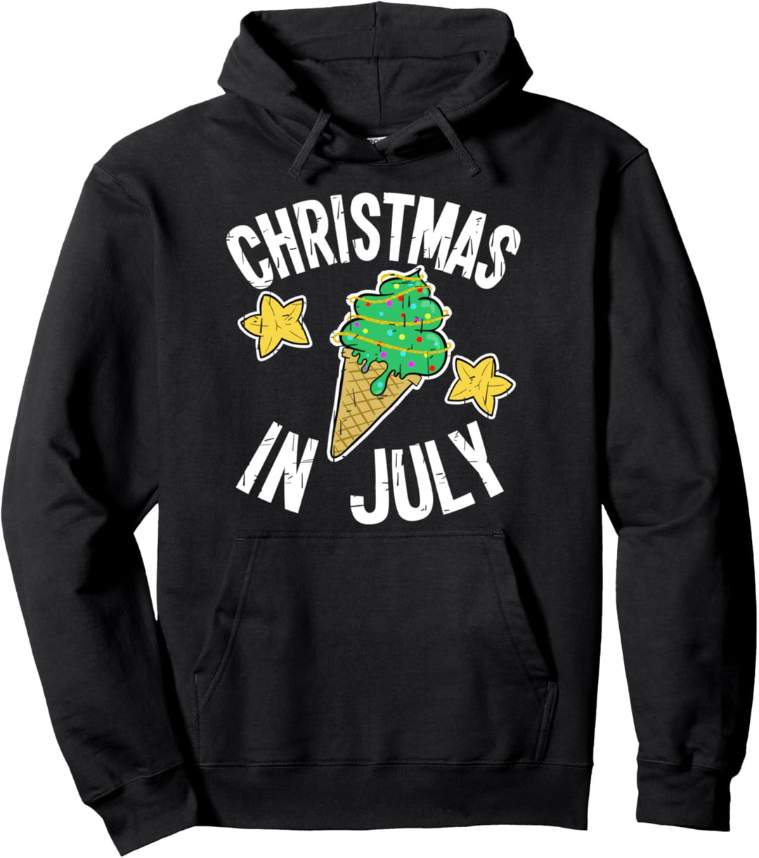 Summer Green Ice Cream Xmas Tree Cone for Christmas in July Pullover Hoodie
